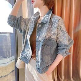 Women's Jackets Jackets Spring Autumn Denim Women Embroidery Beaded Rhinestone Short Coat Jeans Tide 240305