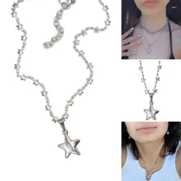 Choker Y2k Accessory Aesthetic Star Pendant Necklace For Women Cool Hip Hop Pentagram Chain Necklaces Girls Jewelry Gift