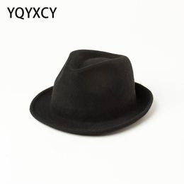 Wool Fedora Hat Autumn Winter Hats For Women Men Unisex Flanging Fashion Jazz Cap Felt Hats Top Vintage Ladies Red Black185f