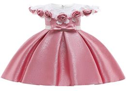 Baby Girl 3d Flower Silk Princess Dress For Wedding Party Elegant Kids Dresses For Toddler Girl Children Fashion Clothing J1905209530384
