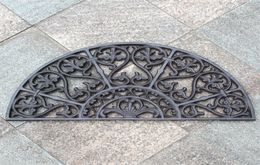 Cast Iron Doormat Half Round Tulip Scrolled Door Mat Antique Decorative Metal Mat Brown Vintage Home Garden Yard Patio Grass Ornam1583466