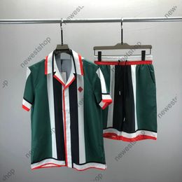 Summer Mens Tracksuits Designer Tracksuit Sets men letter Print Running Suits T-Shirt green stripe printing Short Sleeve Sportswear shorts