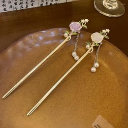 Hair Clips Tassel Fork Rose Stick Accessories Chopsticks Hanfu Hairpin Pearl Flower Jewelry Ornaments