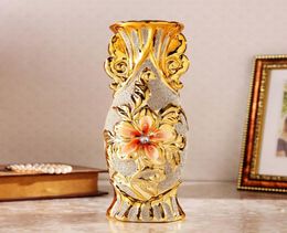 Europe Gold Plated Frost Porcelain Vase Vintage Advanced Ceramic Flower Vase for Room Study Hallway Home Wedding Decoration9096852