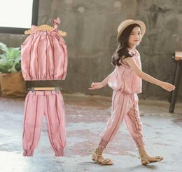 2021 New girl cloth short pants 2pcset girls baby children summer fashion clothes s students 110160 Y07052594861