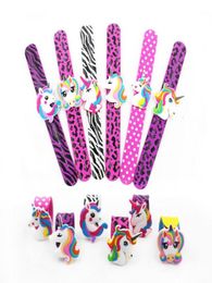 20 Pcs Whole Colours Printing Children Unicorn Wristband Kids Boys Girls Flexible Wrap Slap Bracelet Animal Enfant Bangle Gift 1523127