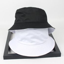 Cloches Two Side Reversible Black White Solid Bucket Hat Unisex Chapeau Fashion Fishing Hiking Bob Caps Women Men Panama Summer1293z