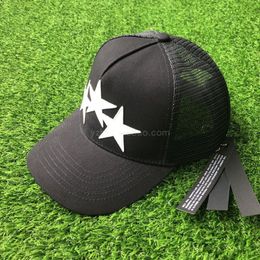 2022 New Stingy Brim Hats 3 Star Trucker Cap Black Canvas Star Baseball Caps Trend Hat Spring summer268E