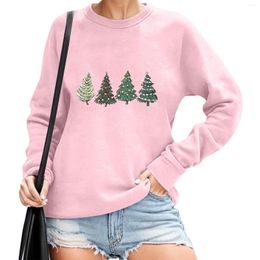 Ethnic Clothing Women Christmas Sweatshirt Xmas Tree Print Blouse Funny Letter Graphic Top Long Sleeve Shirt Cotton Blend
