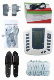 Electrical Stimulator Full Body Relax Muscle Digital Massager Pulse TENS Acupuncture with Therapy Slipper 16 Pcs Electrode Pad1515412