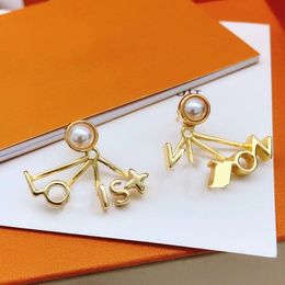 brand letters Stud gold earring desigenr for women fashion Designer jewelry V pearl flower earings ladies wedding earrings designers woman ear studs