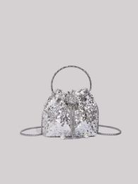 Fashionable sequin crossbody bucket bag, summer chain bag, female niche shoulder bag