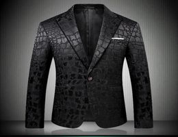 Men039s Suits Blazers Black Blazer Men Crocodile Pattern Wedding Suit Jacket Slim Fit Stylish Costumes Stage Wear For Singer 1851807