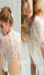 White Ivory Luxury Boleros Rhinestones Crystal Shiny Beading Bridal Jacket Wrap Cape Wedding Dress Custom Made9545997