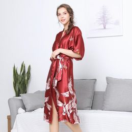 Printing Dresses Womens Long Bridesmaid Bride Dress Robe Printed Dresses Nightgown Sleepwear Silk Pyjamas Sexy Home Wear Plus Size9473705