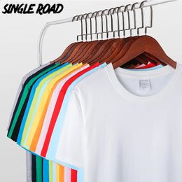 Single Road 15 Colours 200GSM High Quality Mans T-shirt Men Blank Summer Casual Plain Solid T Shirt 100% Cotton Tshirt Male 240223