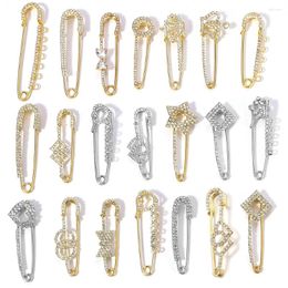 Brooches 2pcs/Lots Rhinestone Gold Colour Safety Brooch Pins With Loops Fitting Needle Accessories For Women Charms Jewellery Making