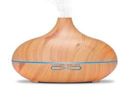 DHL Aromatherapy Essential Oil Diffuser bamboo Humidifier Wood Grain Ultrasonic Cool Mist Diffusers with 7 LED Colour light A059994032