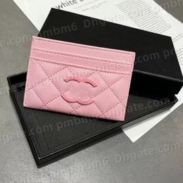 2024 Luxury brand P fashion Designer card holders classic pattern caviar wholesale small gold silver hardware woman small mini wallet Pebble leather with box louiss