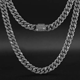 12mm Black Moissanite Cuban Chain 925 Sterling Silver Hiphop Style Iced Out Vvs Moissanite Cuban Link Chain