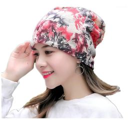 Women Floral Cancer Chemo Hat Beanie Scarf Turban Head Wrap Cap Cotton Casual Fitted Knitted Hat For Women High Quality12878