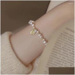 Beaded Strand Natural Freshwater Pearl Bracelet Female Fashion Round Bead Jewelry Drop Delivery Bracelets Dhepg