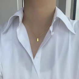 Small Gold Brick Snake Bone Chain Square Lifting Female 14k Gold Necklace Family Love Collar