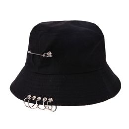 Bucket Hat Unisex Folding Hunting Fisherman Outdoor Cap Cool Girl Boy Iron Ring Fisherman Hiphop Hat Solid Outdoor Cotton Sunhat280m