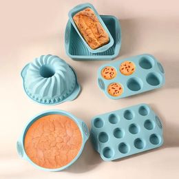 6PCS Food Grade Silicone Baking Tool Set Hightemperature Resistant Oven Plate Cake Toast Qifeng Kitchen Mould 240226