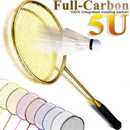 Adult Professional Full Carbon Badminton Racket Light Training 5U/G4 Both Offensive and Defensive String Hand Glue Racquet 1 Pcs 240227