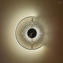 Wall Lamp Lights Clock Luxury Living Room TV Background Bedside Bedroom Decorative