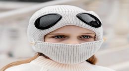 Boys Girls Winter Hat Outdoor Windproof Glasses with Mask Winter Hats Ear Protection Cap Kids Warm Hats Caps 6903016