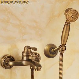 Bathroom Sink Faucets Wall Mounted Handheld Antique Brass Shower Head Set Faucet YT-5340 Q240305
