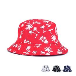 Spring Summer Men Women Beach Wide Brim Sun Hats Coconut Tree Pattern Adults Bucket Hats Outdoor Tourism Hat Fisherman Hat GH-43212o