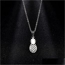 Pendant Necklaces Stainless Steel Pineapple Sier Color Chain Female Necklace Fashion Jewelry For Women Girlfriend Lovers Drop Delive Dhdfk