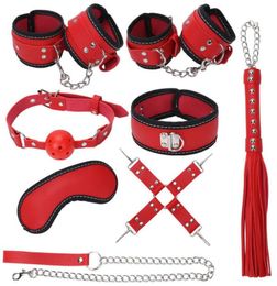 BDSM Toys Kit 8pcsSet Bondage Gear Foreplay Sexy Games for Couples Handcuffs Blindfold Mouth Gag Collar3451409