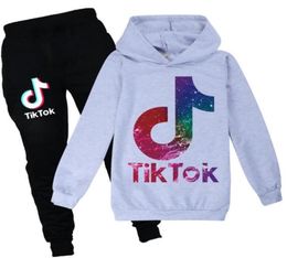 Tiktok Tracksuit for Teenage Boy Girl Sport Set Fashion Kid Hooded Sweatshirt TopSport Pant 2PC Outfit Children Suit Clothing2205901