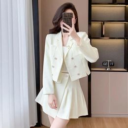 Work Dresses Temperament Small Fragrant Short Skirt Long Sleeve Coat Female High-grade Fashion Western Style Ageing Double-breasted Dress