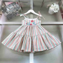 New baby skirt Embroidered flowers Princess dress girl dresses Lace Size 90-160 CM kids designer clothes summer child frock 24Mar