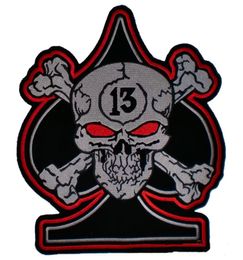 Low For Cool Custom Skull Spade Crossbone 13 Lucky Number Biker MC Back Patch Motorcycle Vest7722651