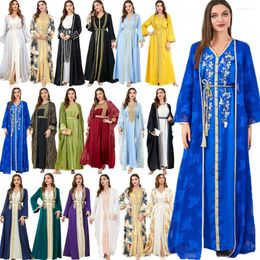 Ethnic Clothing Eid Mubarak Djellaba Muslim Women Open Abaya Kimono Maxi Dress 2 Piece Set Dubai Kaftan Jalabiya Ramadan Islam Robe Evening