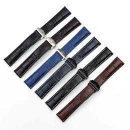 20mm 22mm Genuine Leather Watchband For TAG HEUER CARRERA Series Watch Strap Wrist Bracelet Folding Buckle Accessories312V
