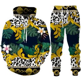 Suits Novelty Matching Couple Tracksuit Luxury Plant Chain 3D Printed Hoodie+Pants Sets Fashion Women Men Streetwear Two Piece Outfits