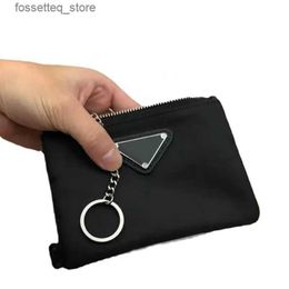 Key Rings Honesty shop Nylon Canvas Pouch Mens Womens Mini Wallets Keychains Black Zip Pocket Purse r Key Chain Card Holders KeL240305