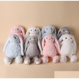 Other Festive Party Supplies 30Cm Sublimation Easter Day Bunny P Long Ears Bunnies Doll With Dots Pink Grey Blue White Rabbit Doll Dhlyd