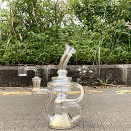 2024 Klein Recycler dab rig rainbow heady glass oil rig glow green Colourful glass water pipes mini water bongs bubbler with 14mm quartz banger