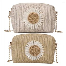 Evening Bags Women Fashion Shopping Bag Casual Zipper Straw Satchel Lightweight Breathable Flower Ornament For Travel Vacation Daily