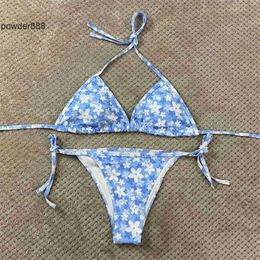 Designer Sexy Bikini Set for Women Bandage Swimsuit Twopieces Crop Top Swimwear Thong Bathing Suit High Waist Beachwear 2BS9