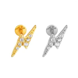 Stud Earrings 316 Stainlesss Steel Labret Studs Lightning CZ Internal Thread Piercing Cartilage Ear Body Jewelry