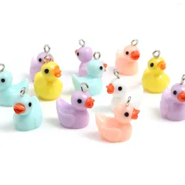 Charms 10PCs Cute Colorful Duck Animal For DIY Necklace Earring Findings Bracelet Keychain Jewelry Accessories 20x18mm-19x17mm